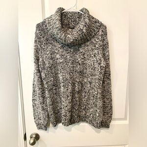 Black & White Marled Cowlneck Sweater